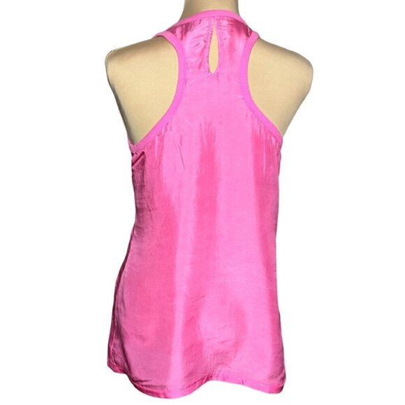 VTG Y2K Express Tank Top Sz.S Hot Pink 100% Silk Race-Back Beach Summer - Picture 4 of 12